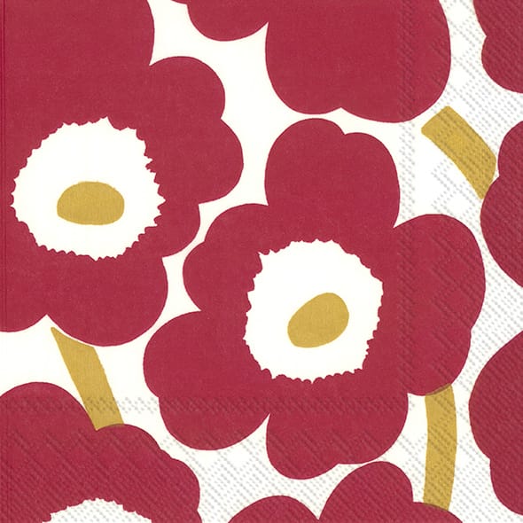 Unniko serviett 33x33 cm 20-pk, Red-Gold Marimekko