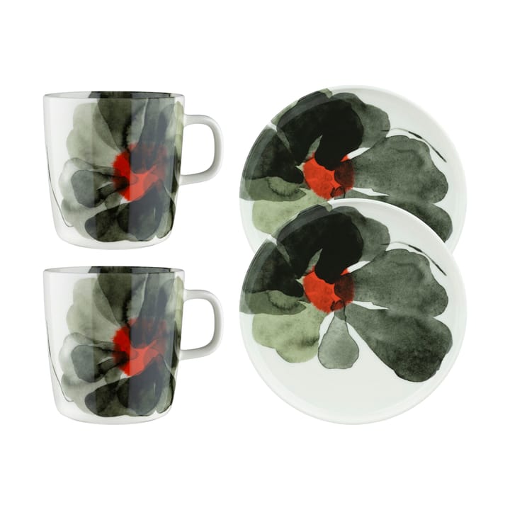Valssi frokostsett 4 deler - White-forest green-tomato red - Marimekko