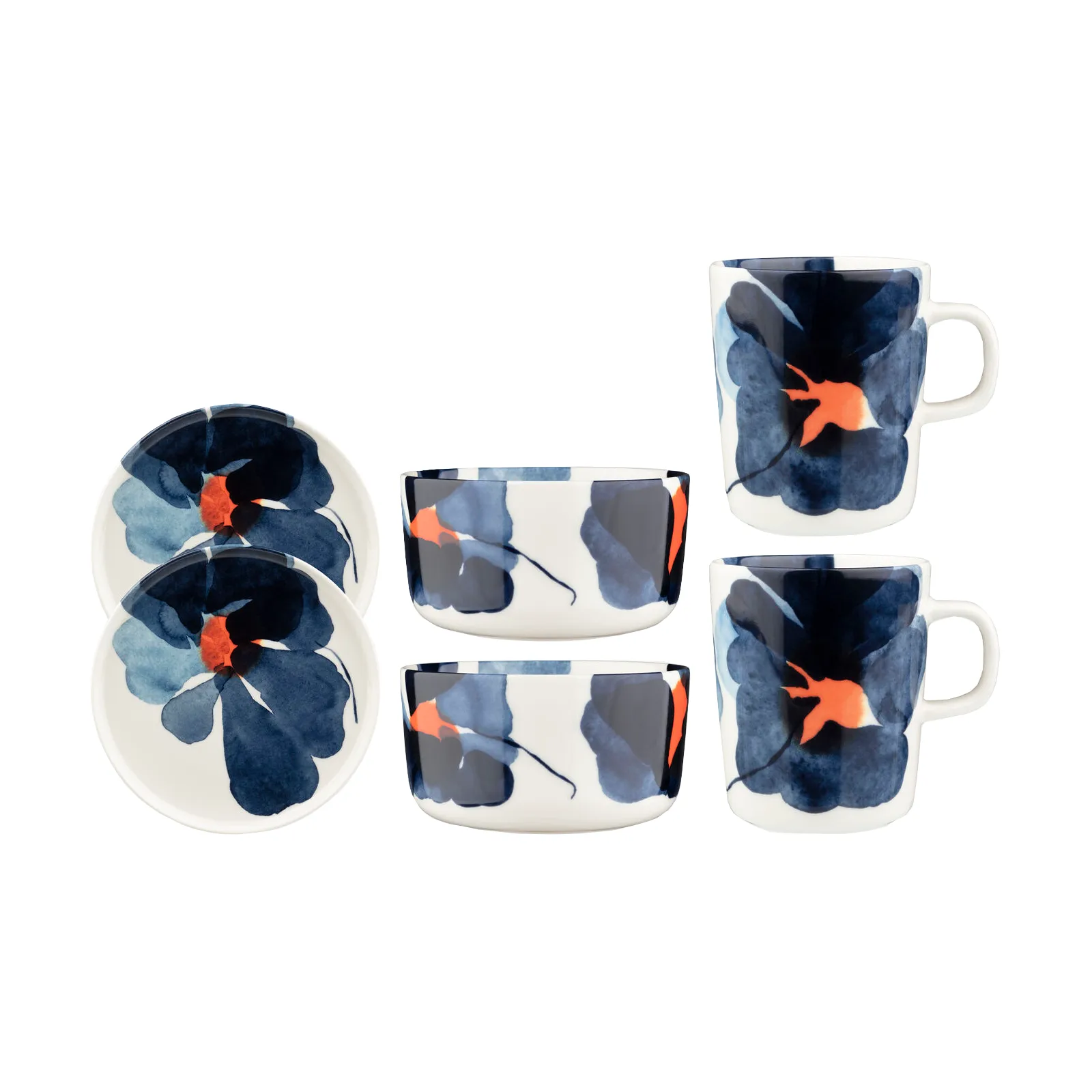 Valssi frokostsett 6 deler, White-dark blue-orange Marimekko