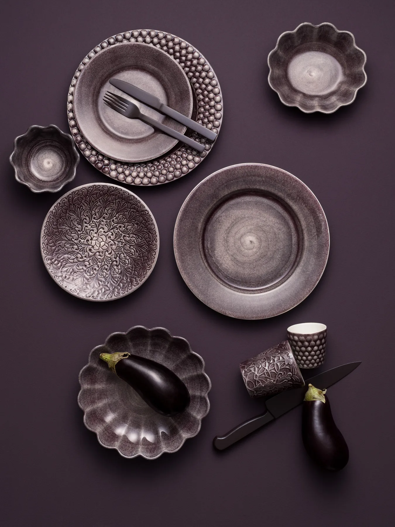 Oyster bolle Ø13 cm, Plommon Mateus