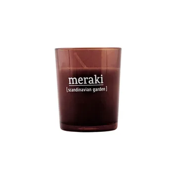 Meraki duftlys brunt glass 12 timer - Scandinavian garden - Meraki