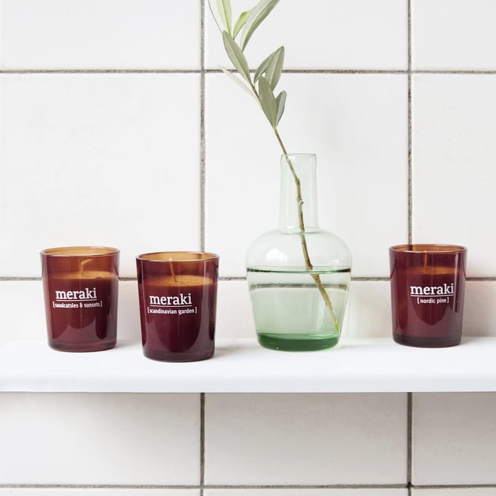 Meraki duftlys brunt glass 12 timer, Scandinavian garden Meraki