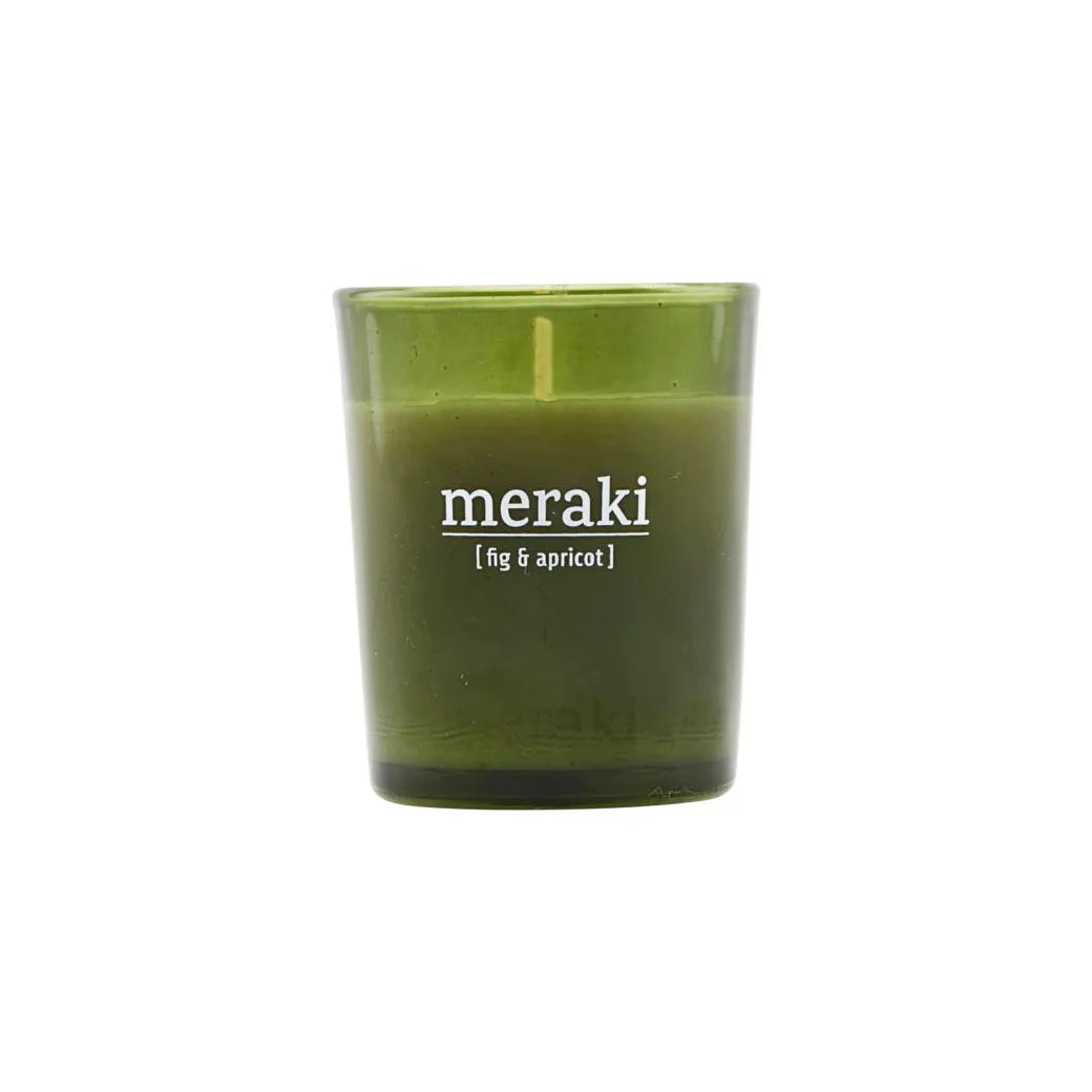 Meraki duftlys grønt glass 12 timer, Fig-apricot Meraki