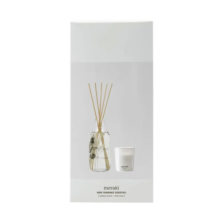 Meraki gavesett duftpinner og duftlys - Verbena drizzle-fresh linen - Meraki