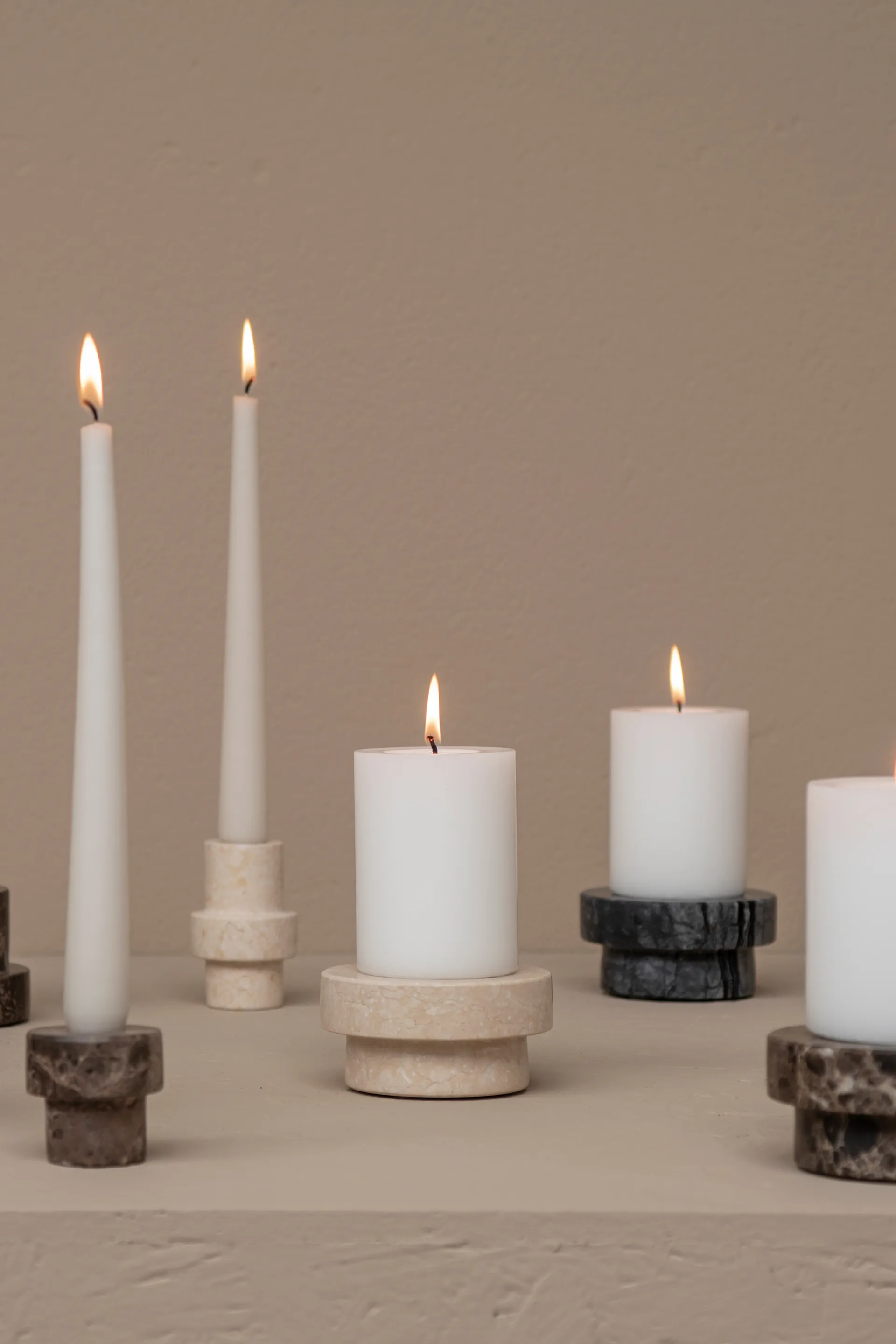 Marble lysestake til kubbelys 5 cm, Sand Mette Ditmer