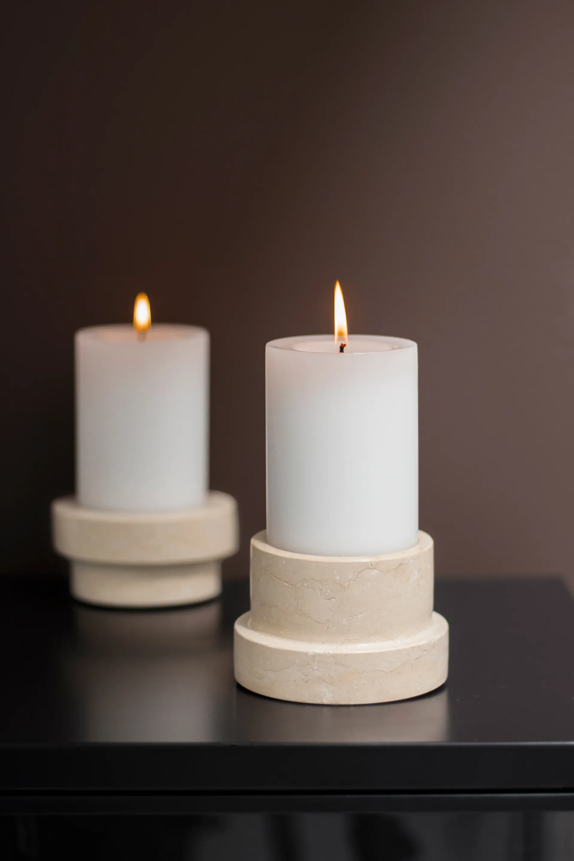 Marble lysestake til kubbelys 6,5 cm, Sand Mette Ditmer
