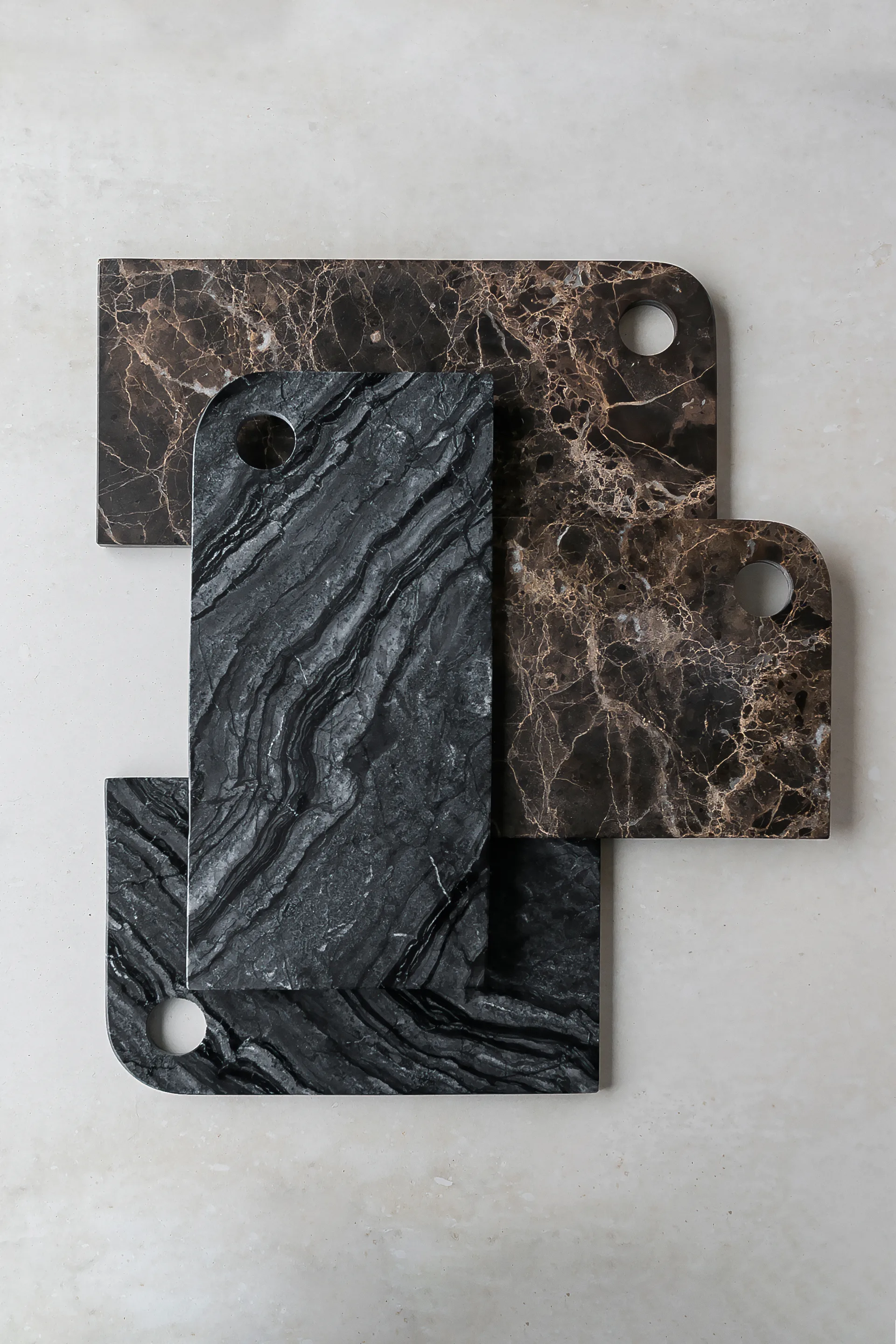 Marble serveringsbrett large 18x38 cm, Black-grey Mette Ditmer