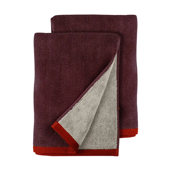 Soft gjestehåndkle 40x55 cm 2-pack - Red-Grey (rød-grå), 40x55 cm - Mette Ditmer