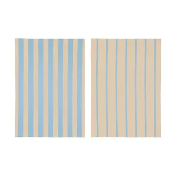 Stripes kjøkkenhåndkle 50x70 cm 2-pakning - Blue-Beige (blå-beige), 50x70 cm - Mette Ditmer