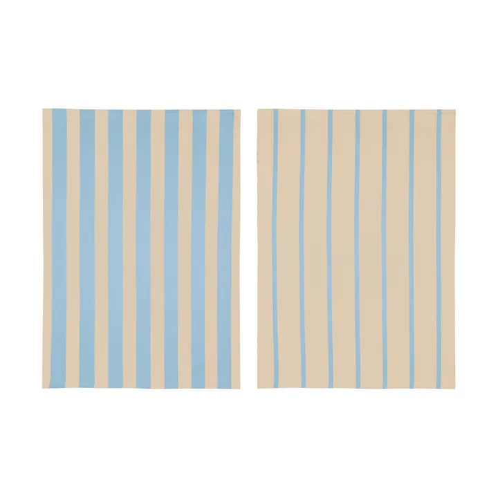 Stripes kjøkkenhåndkle 50x70 cm 2-pakning - Blue-Beige (blå-beige), 50x70 cm - Mette Ditmer