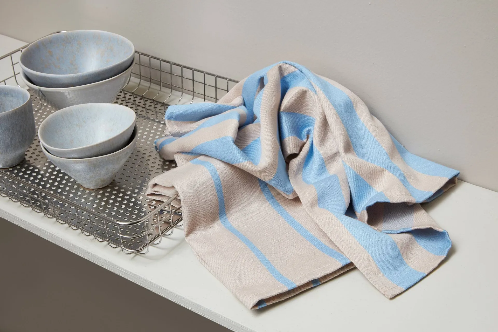 Stripes kjøkkenhåndkle 50x70 cm 2-pakning, Blue-Beige (blå-beige), 50x70 cm Mette Ditmer