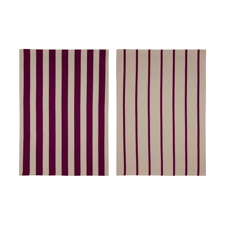 Stripes kjøkkenhåndkle 50x70 cm 2-pakning - Red-Beige (rød-beige), 50x70 cm - Mette Ditmer