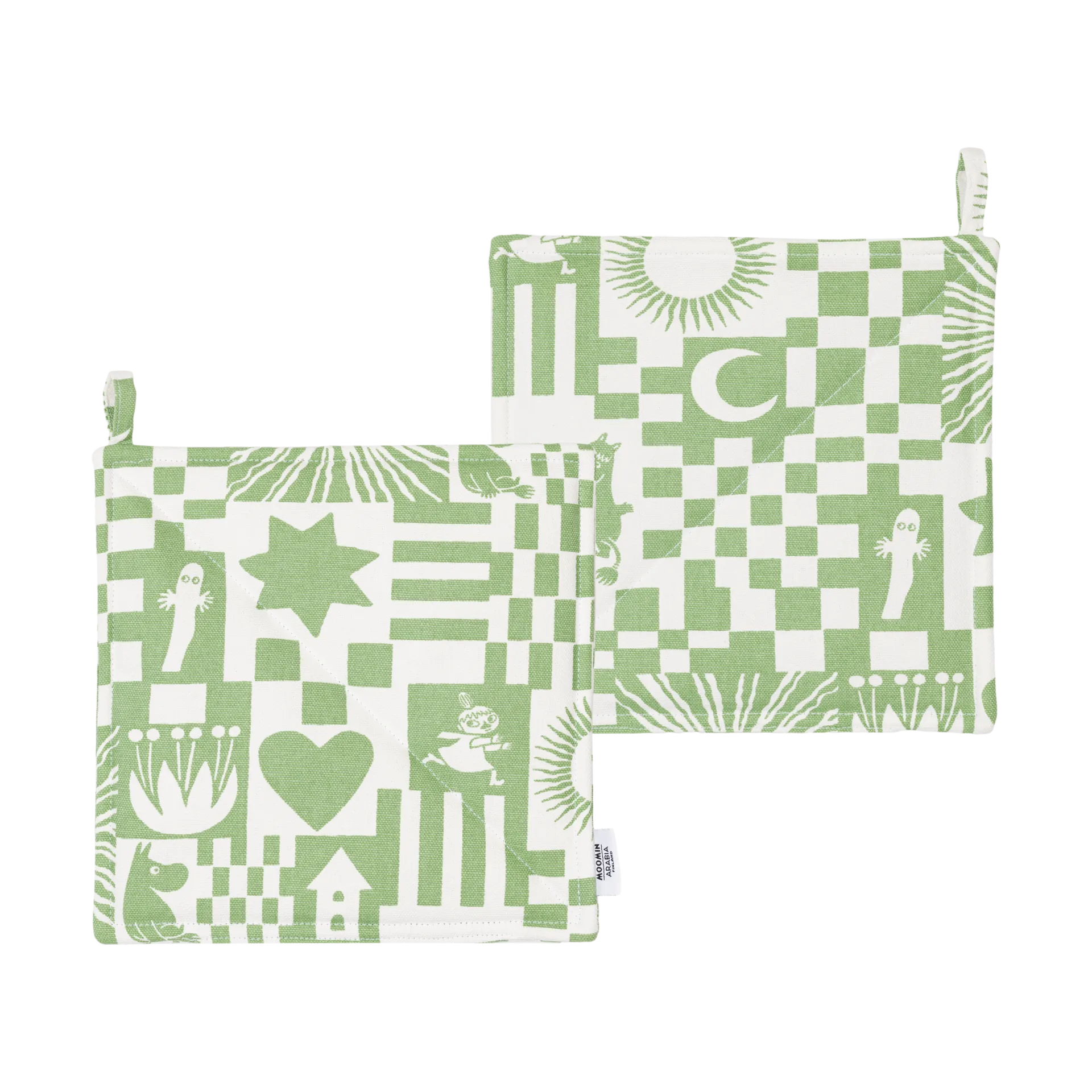 Mummi gryteklut Fest 22x22 cm, 2-pk, Grønn Moomin Arabia