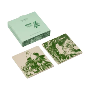 Mystikens skog Mumin glassbrikker - Grønn, 10x10 cm, 2-pakning - Moomin Arabia