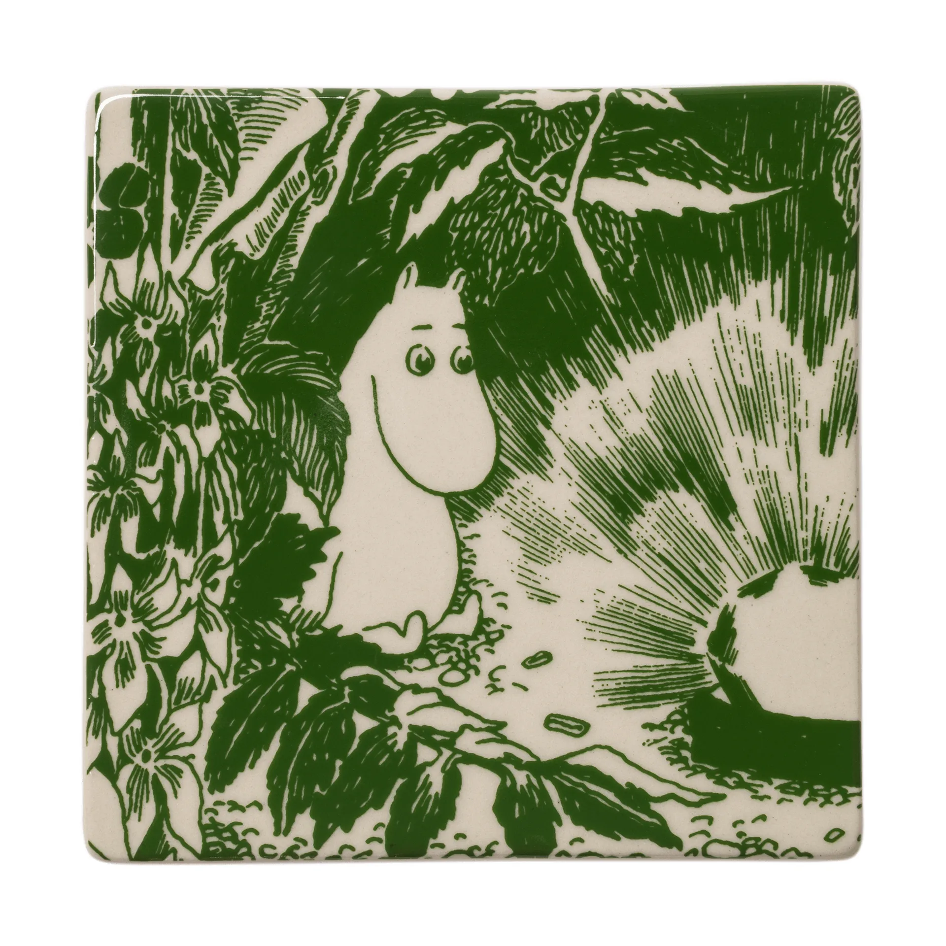 Mystikens skog Mumin glassbrikker, Grønn, 10x10 cm, 2-pakning Moomin Arabia