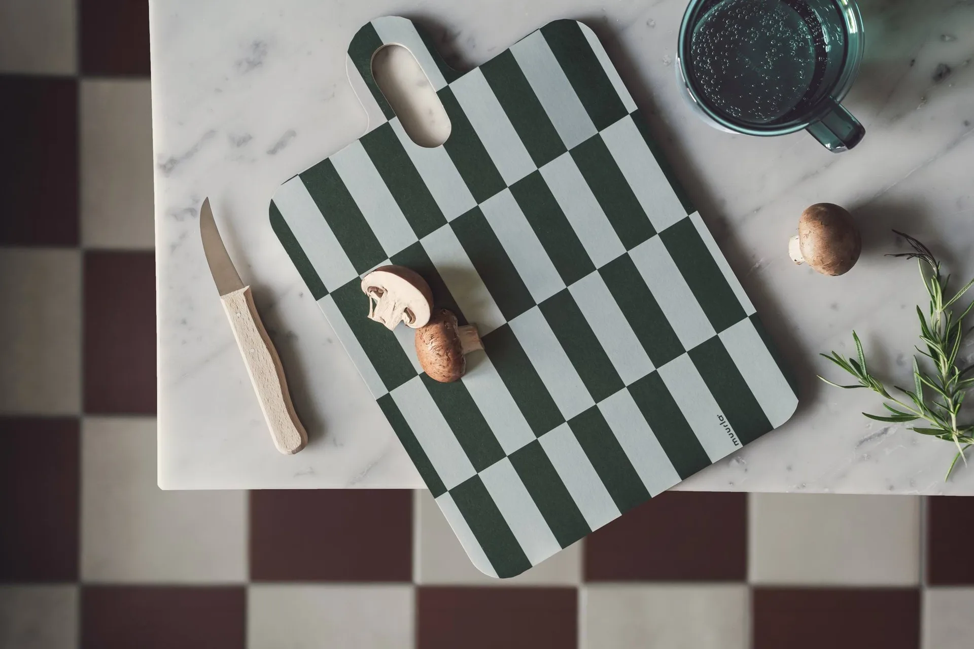 Checks & Stripes brett 21 x 31 cm, Lilac-blue-green Muurla