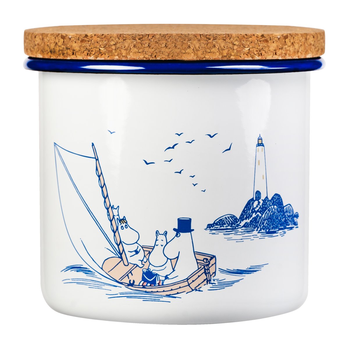 Muurla Moomin emaljekrukke med korklokk 1,3 l Sailors