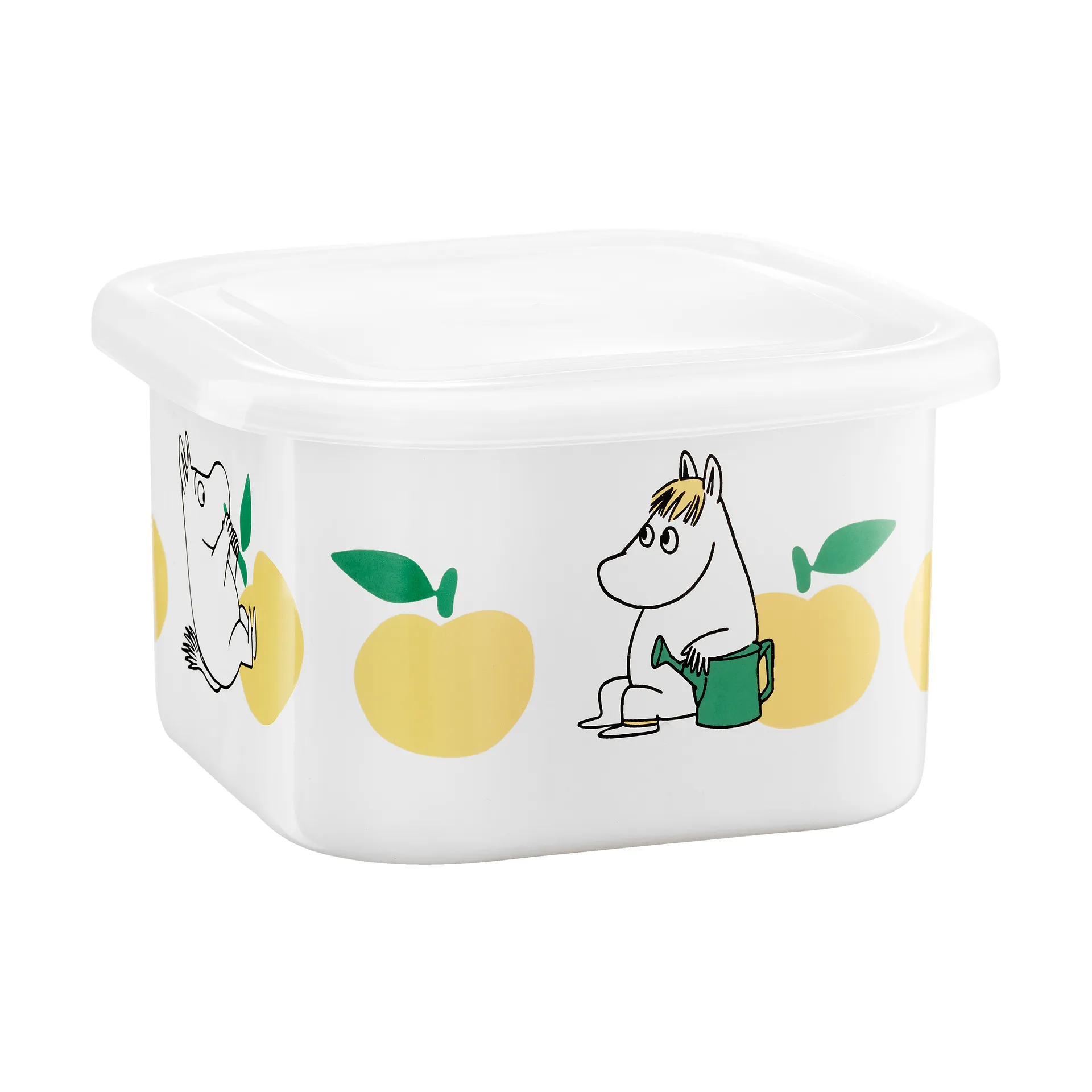 Mumin emaljeboks med lokk 1 L, Joyfull Apples-gul Muurla