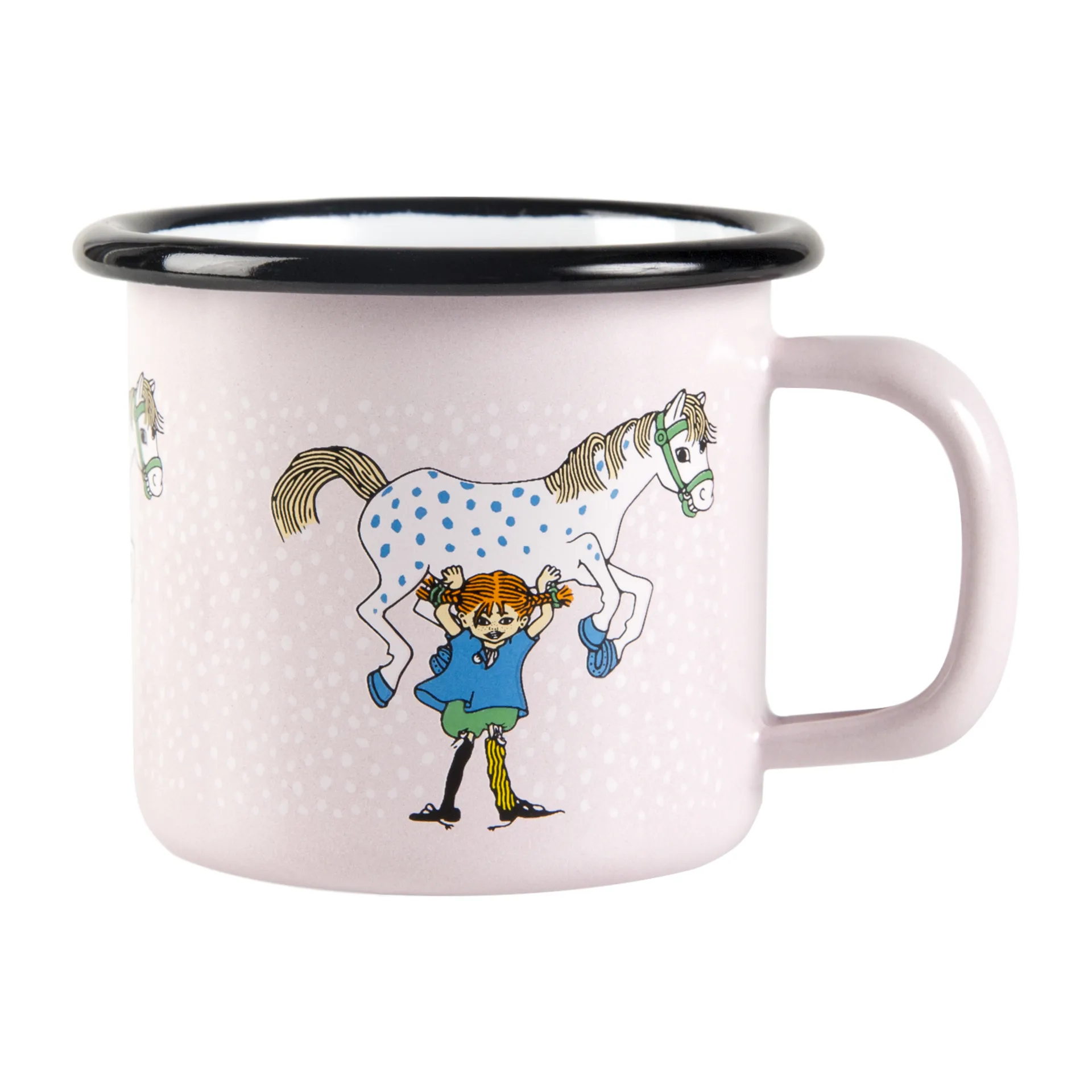 Pippi and the horse emaljekopp 1,5 dl, Light pink Muurla