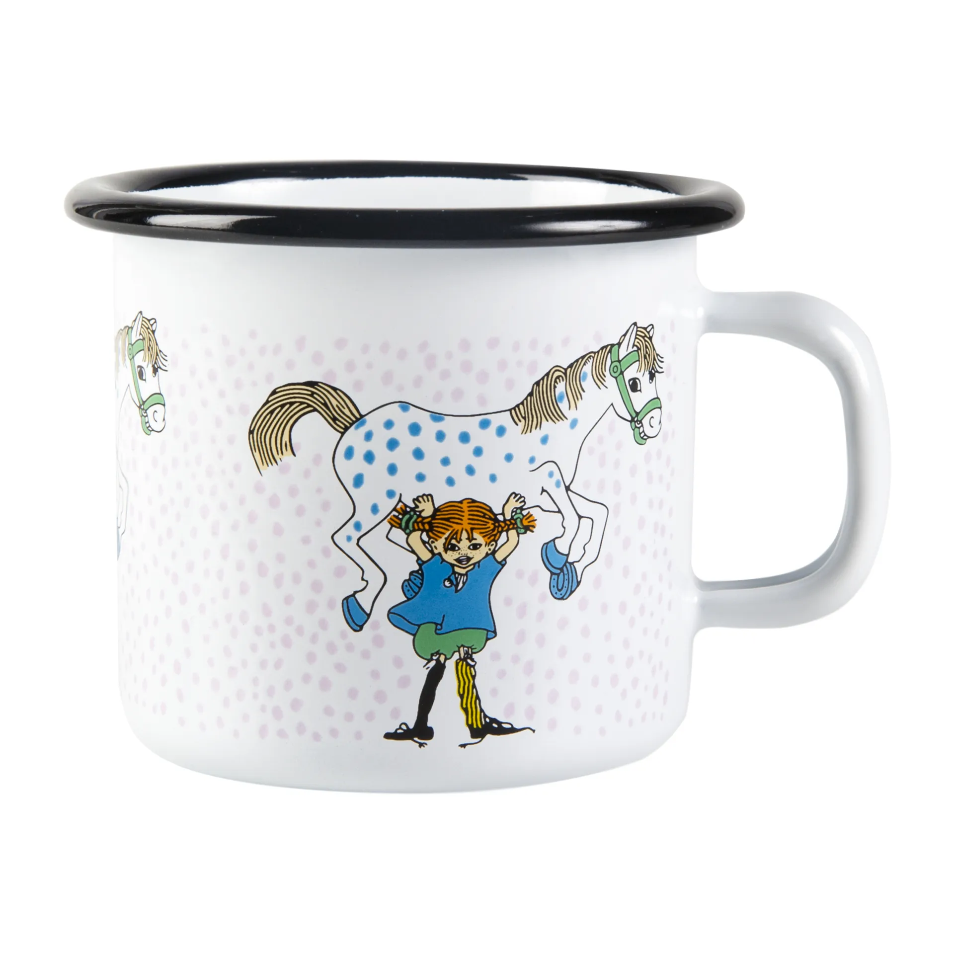 Pippi and the horse emaljekopp 2,5 dl, White Muurla