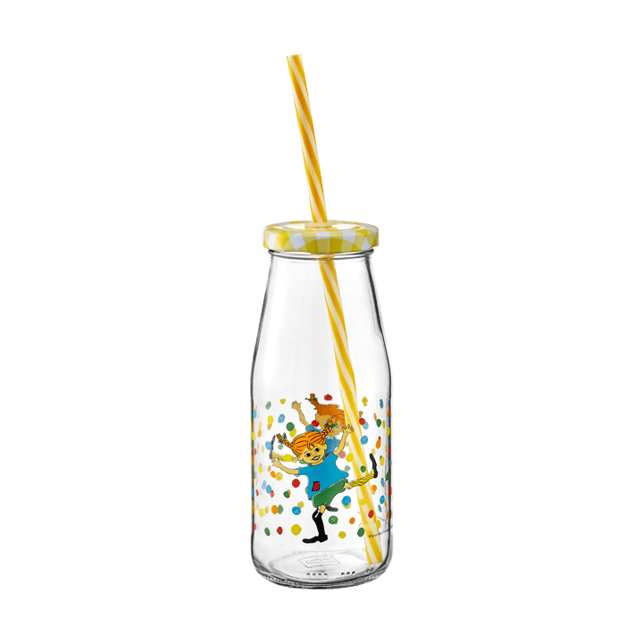 Pippi flaske med lokk og sugerør 4,5 dl - Hoppsan - Muurla