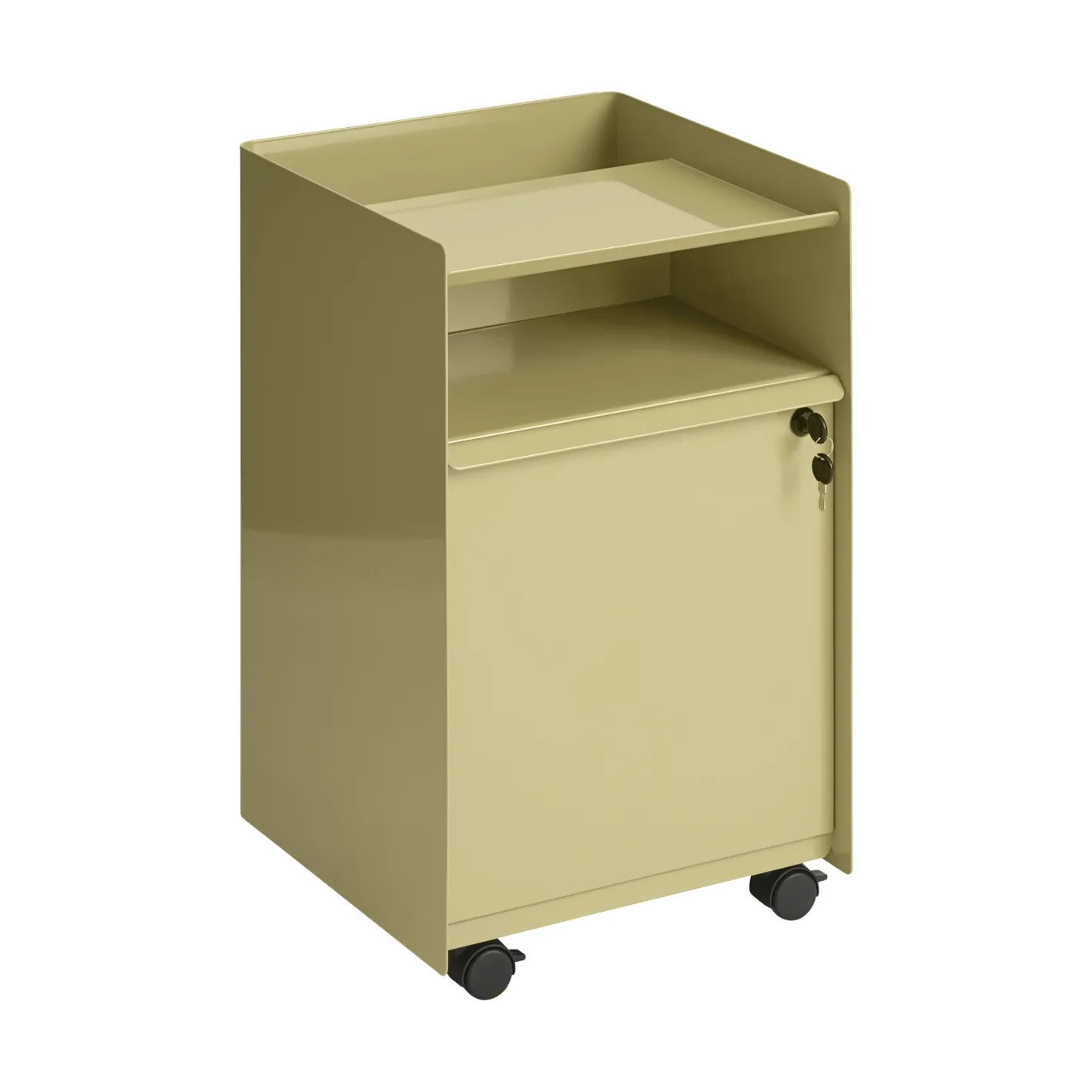 Folded Trolley tralle med skap, Dark beige green Muuto