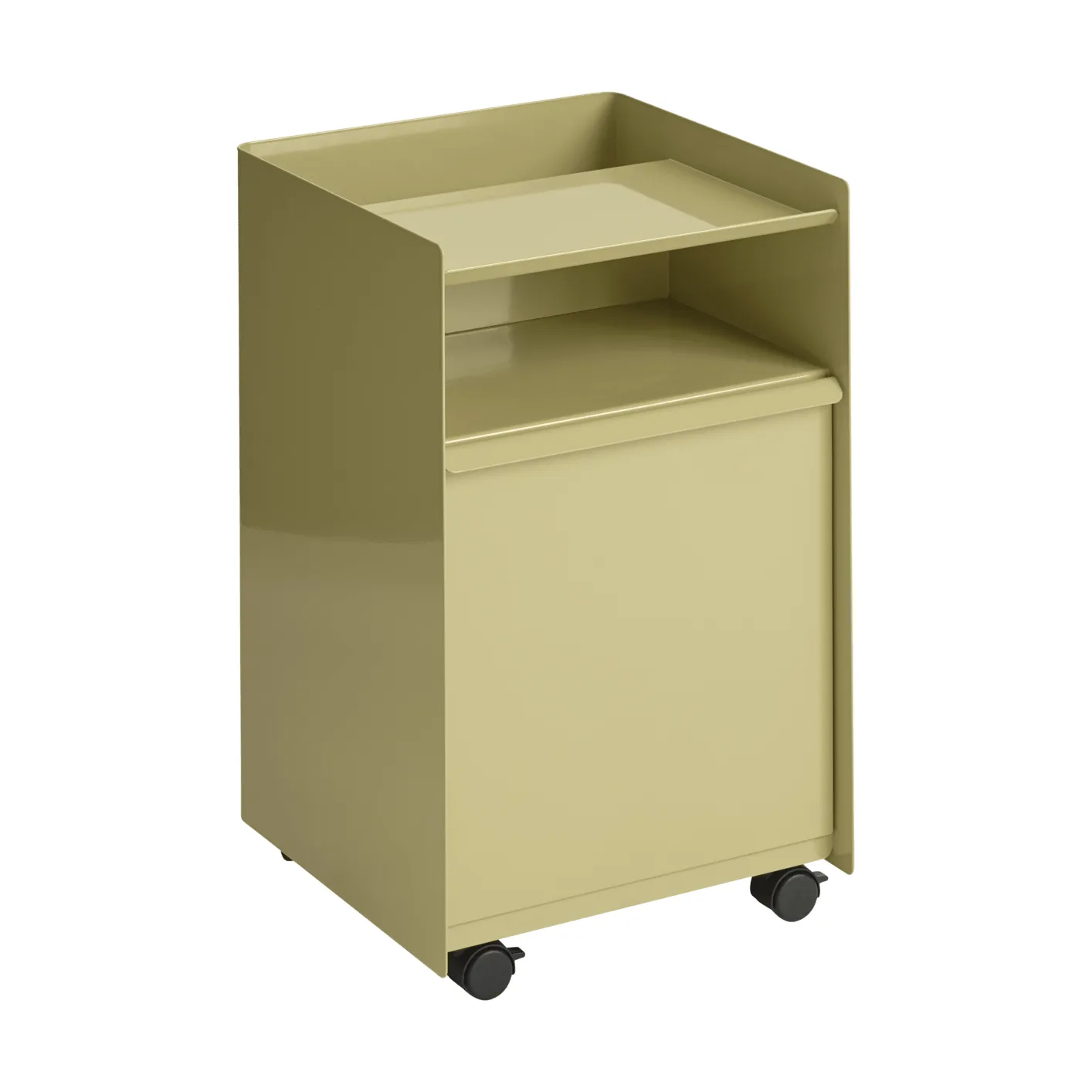 Folded Trolley tralle med skuff, Dark beige green Muuto