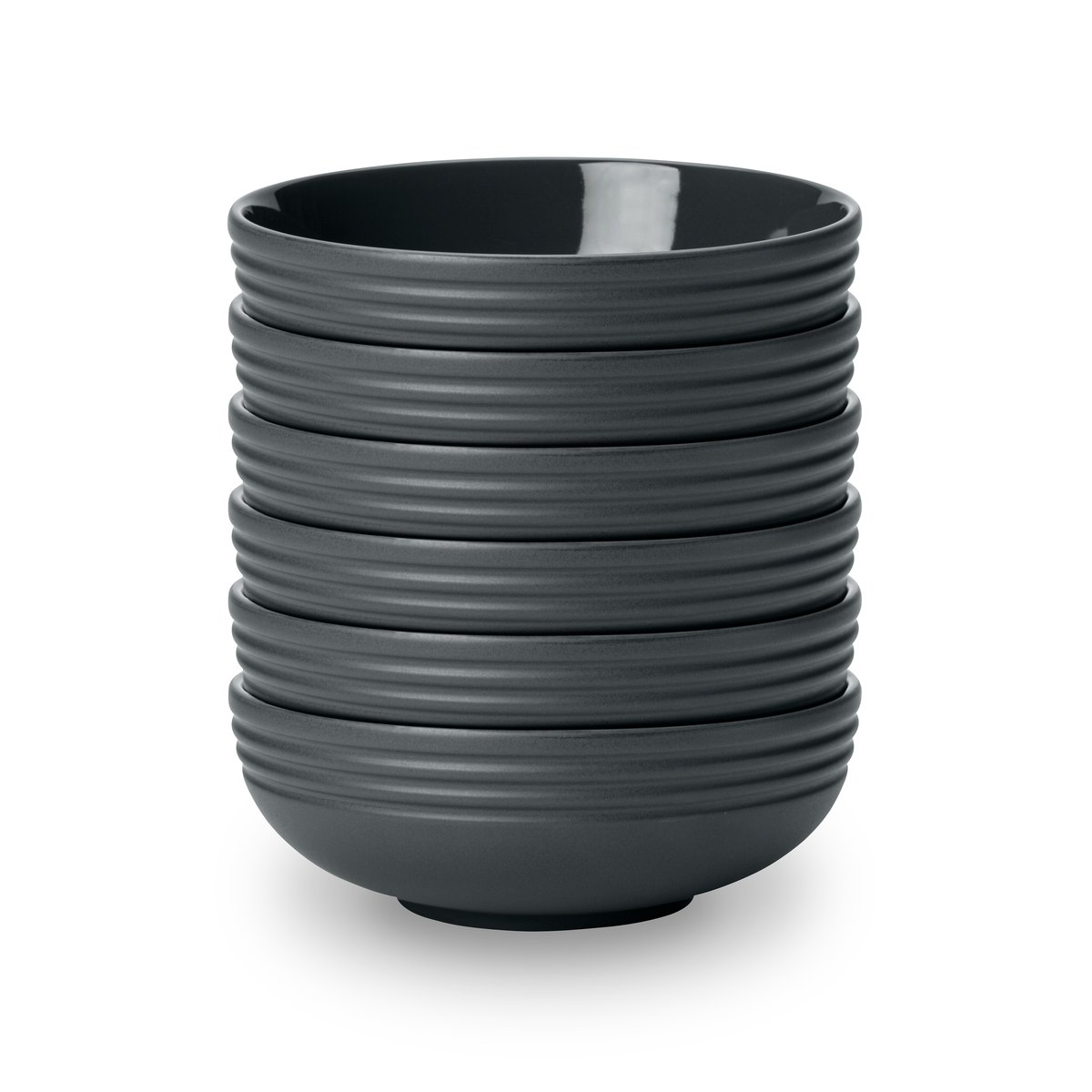 NJRD Lines skål Ø16 cm 6-stk. Mørkegrå