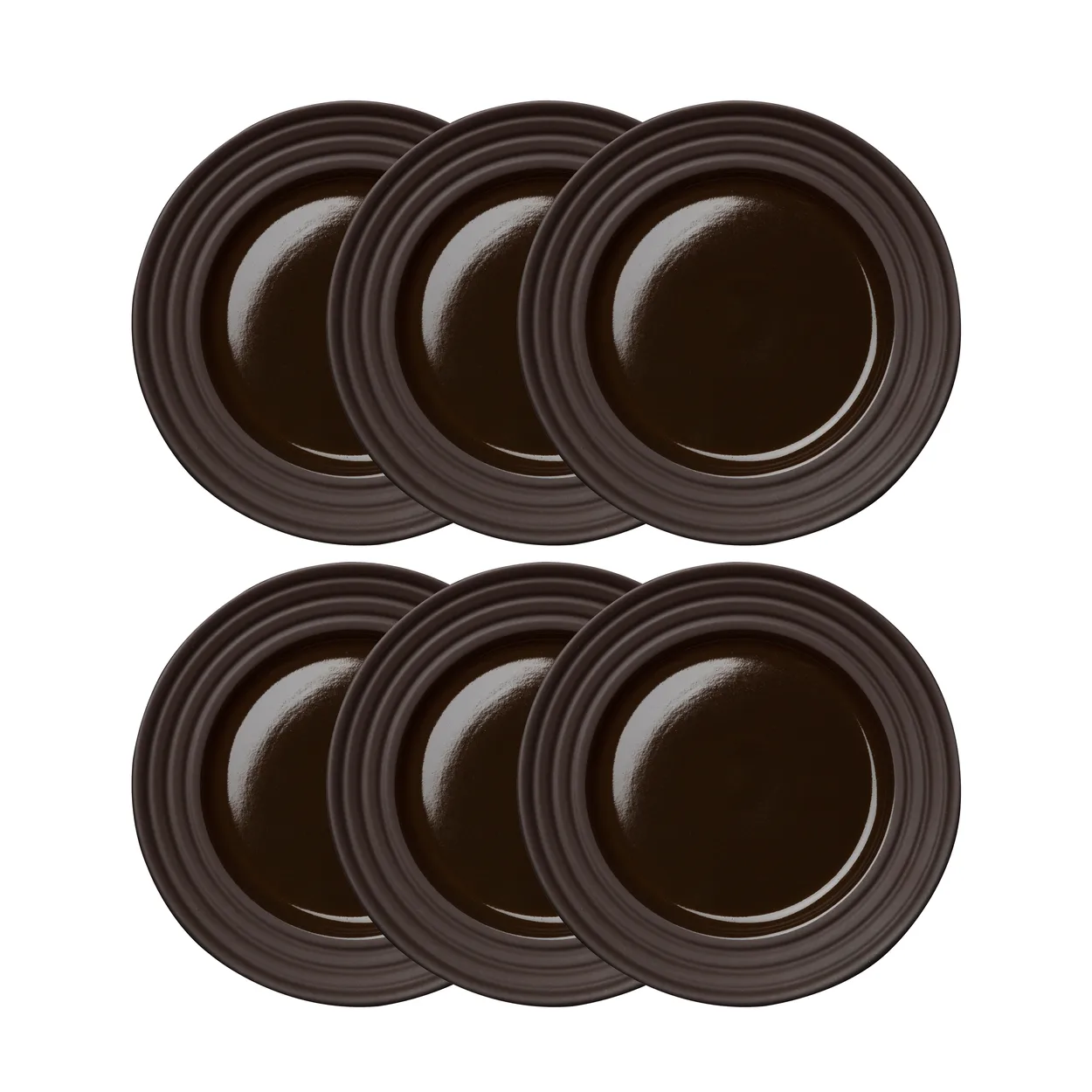 NJRD Lines tallerken Ø21 cm 6-stk. Brun
