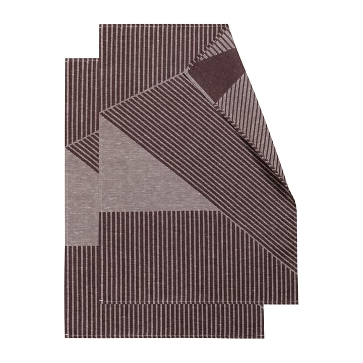 Stripes kjøkkenhåndkle 47 x 70 cm 2-pakning, Brun-hvit NJRD