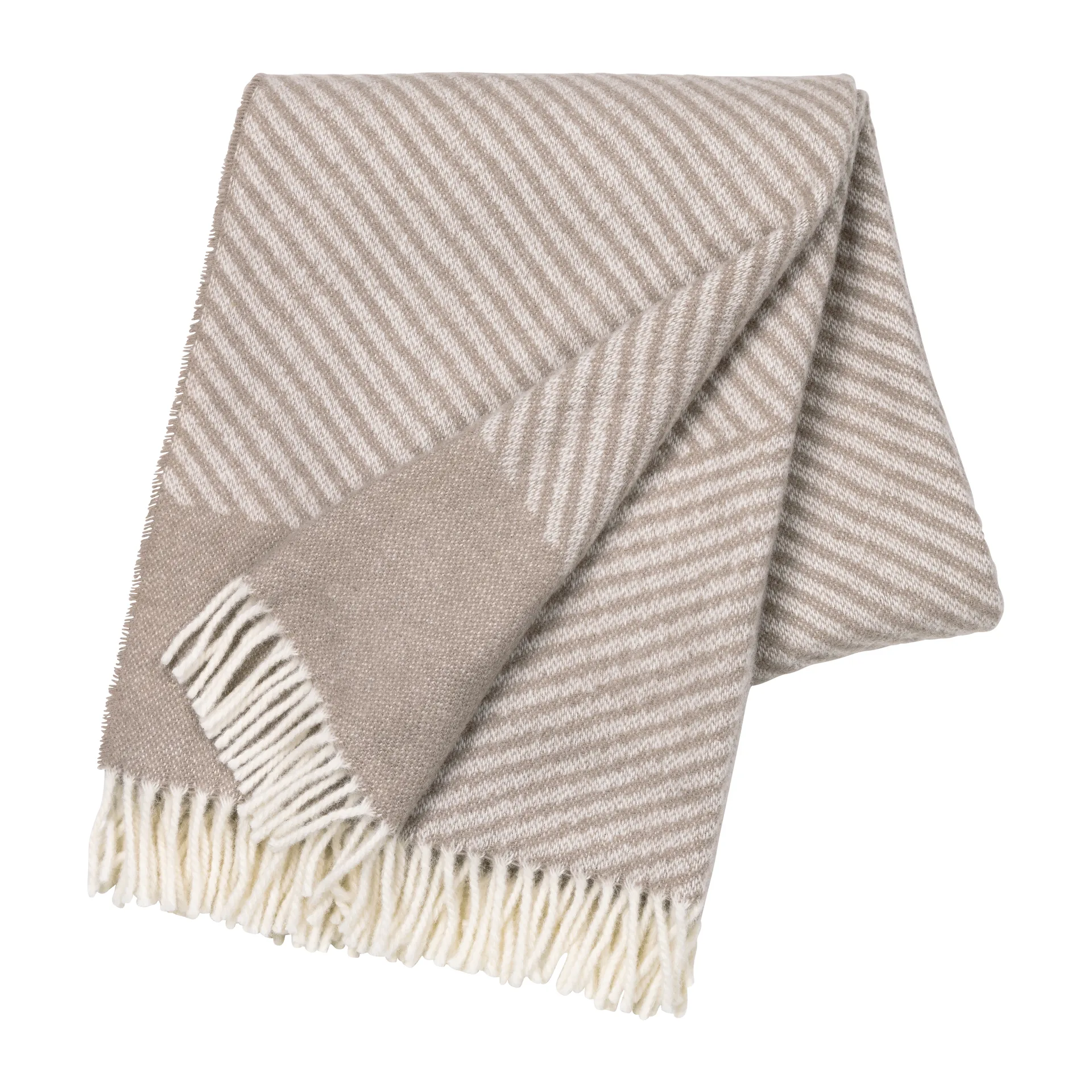 Stripes ullpledd 130 x 185 cm, Beige NJRD