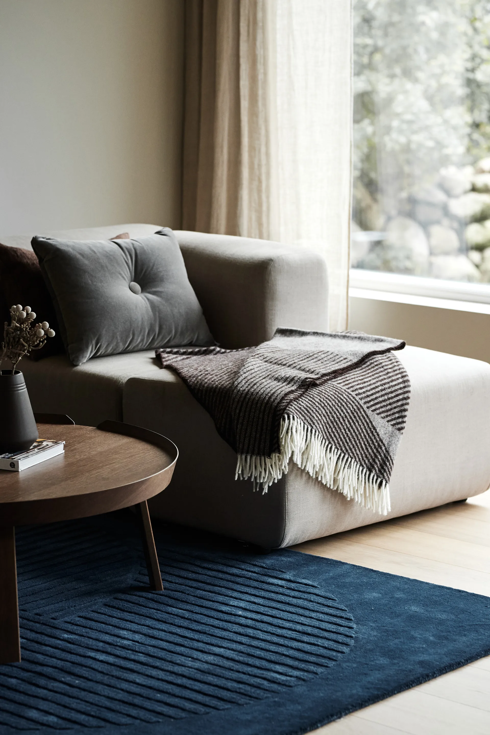 Stripes ullpledd 130 x 185 cm, Brun NJRD