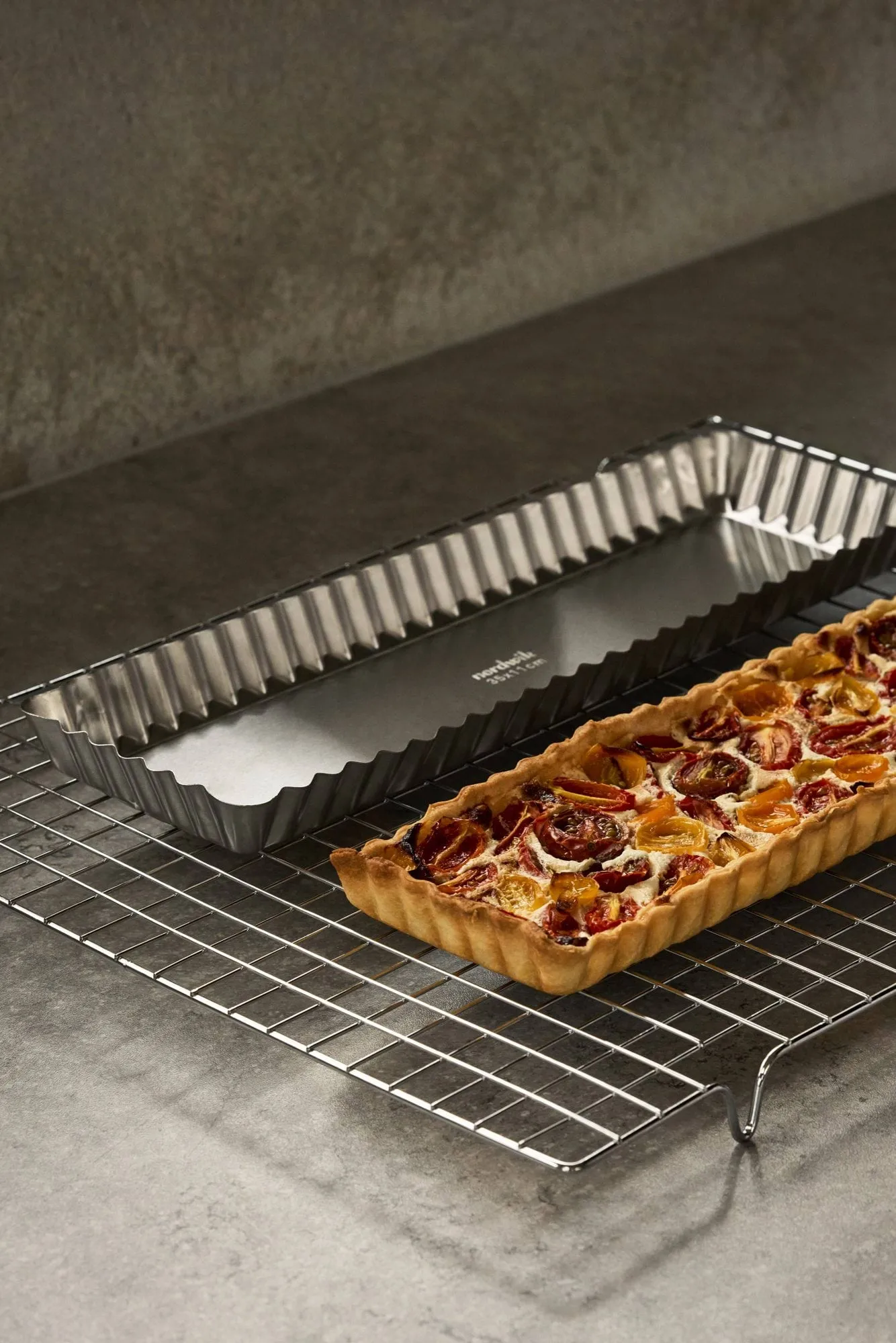 BAKE paiform med løs bunn, Rektangulær, rustfritt stål, 35x11 cm Nordwik