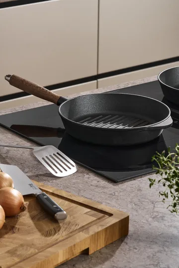 Nordwik grillpanne støpejern med trehåndtak - 28 cm - Nordwik