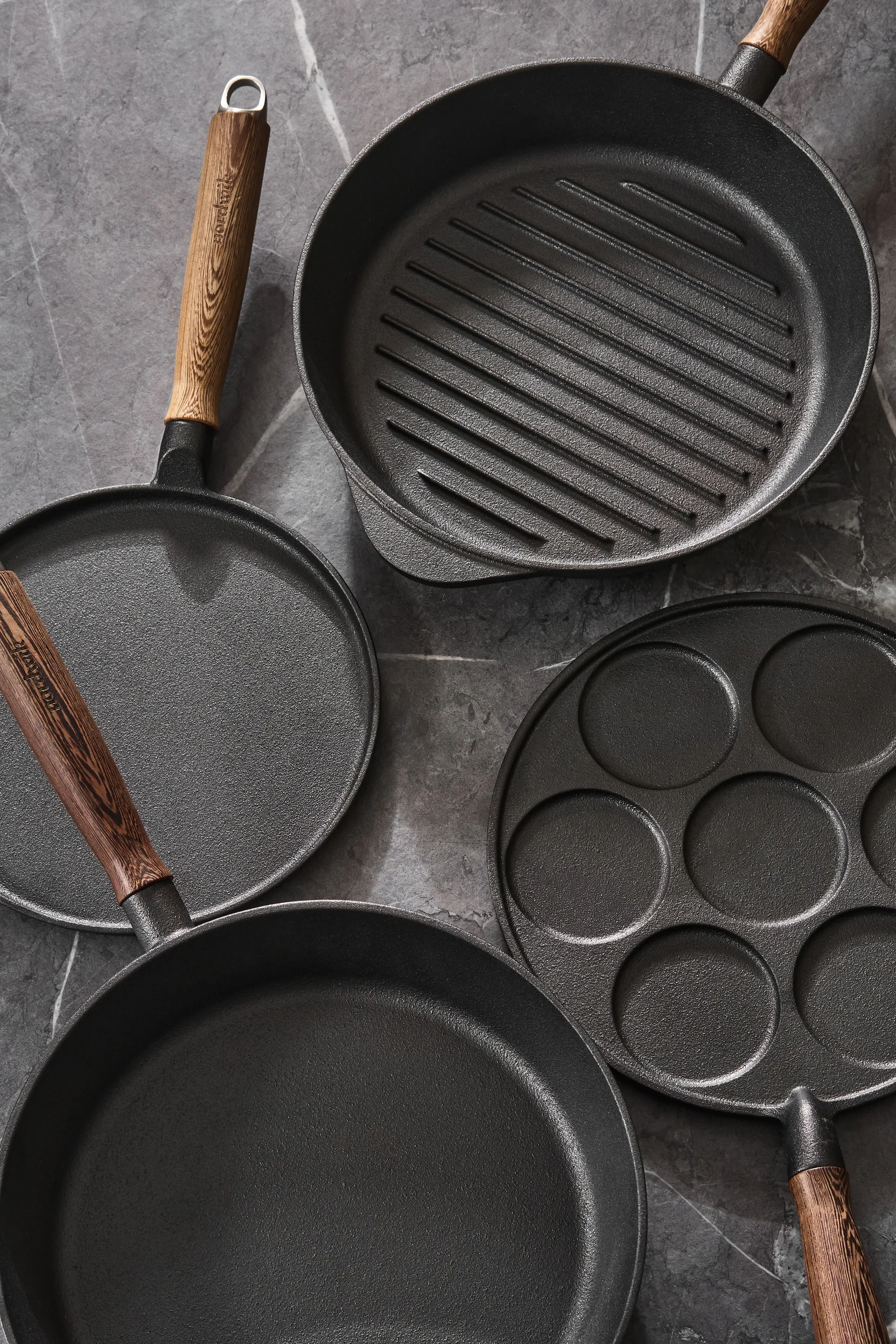 Nordwik grillpanne støpejern med trehåndtak, 28 cm Nordwik