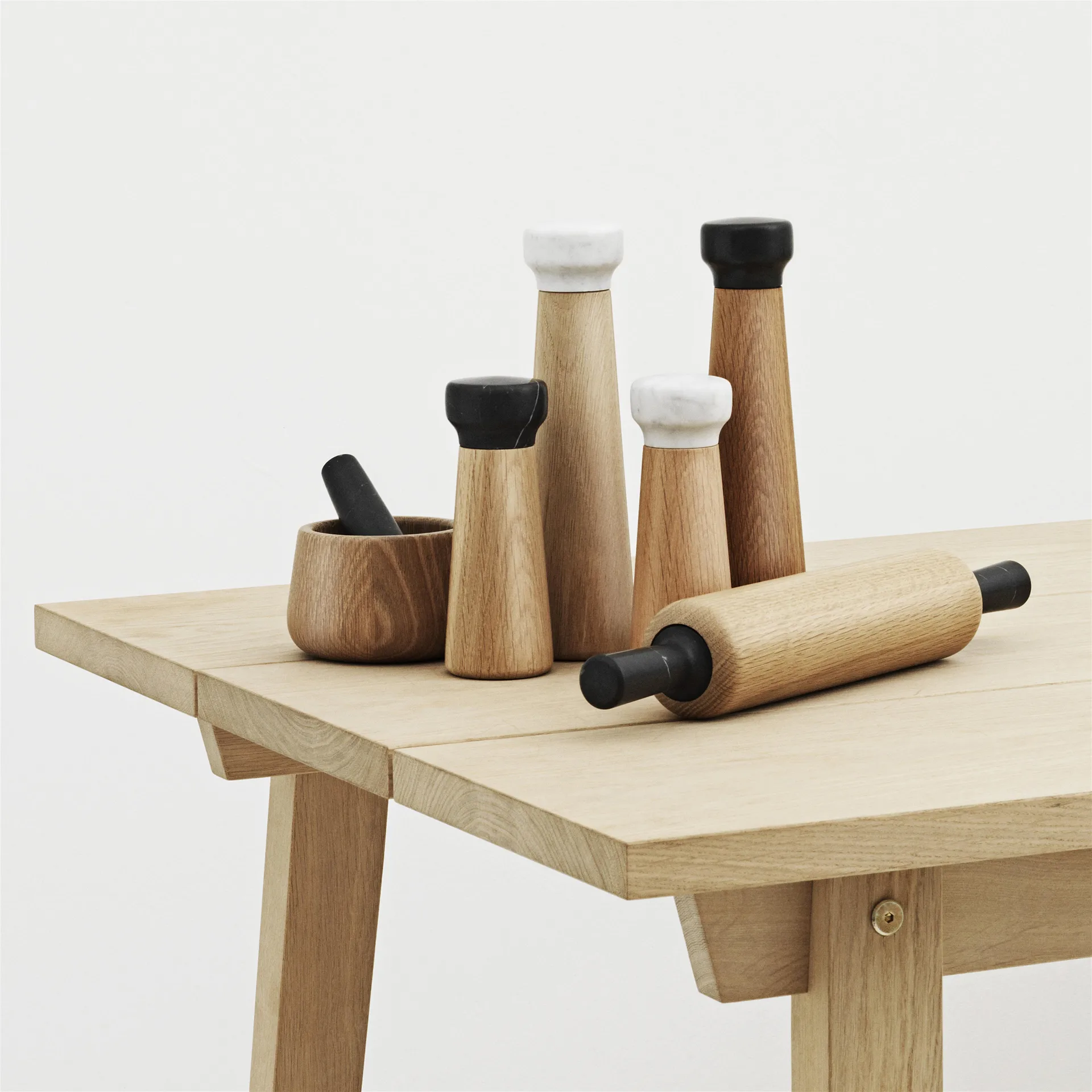 Craft saltkvern eik-hvit marmor, liten Normann Copenhagen