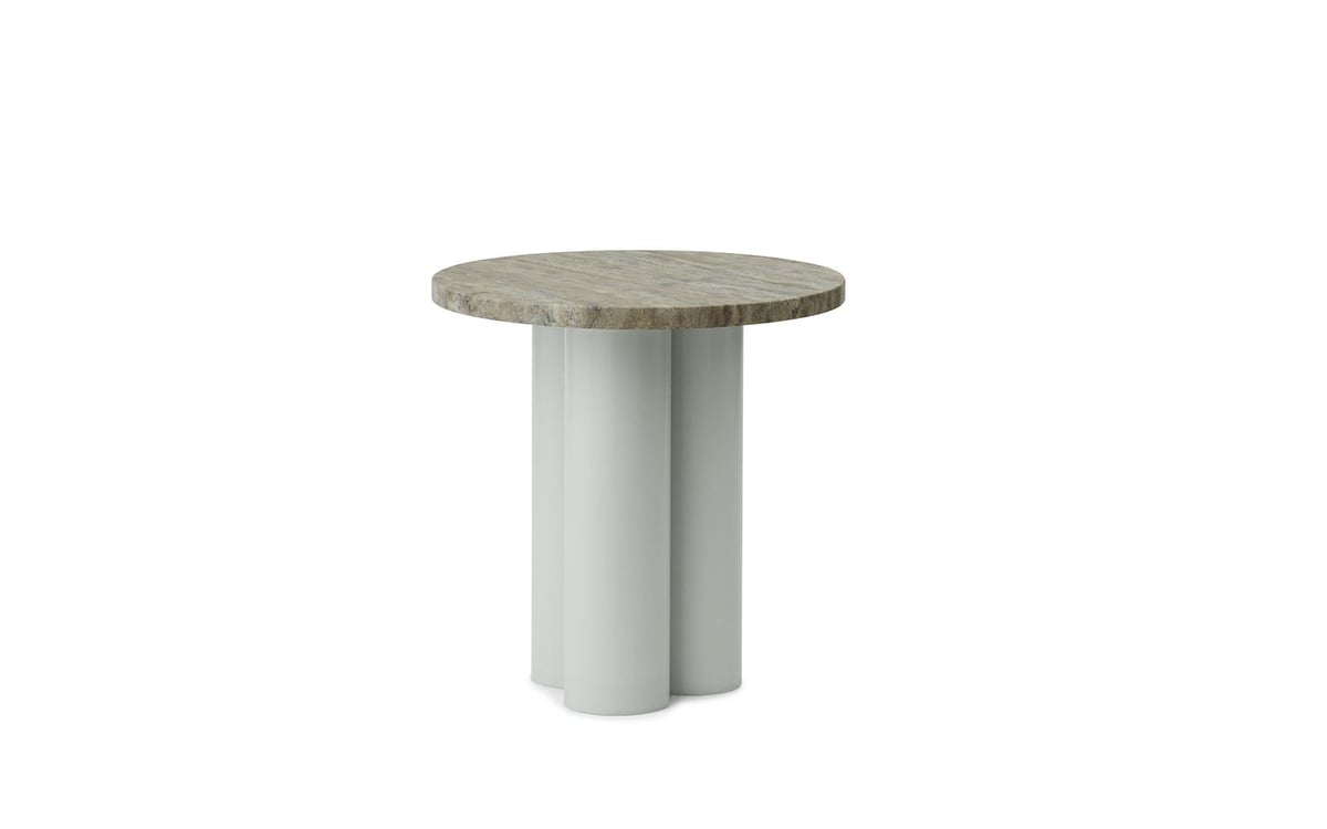 Normann Copenhagen Dit sidebord Ø40 cm Lysgrønn-Sølv-travertin