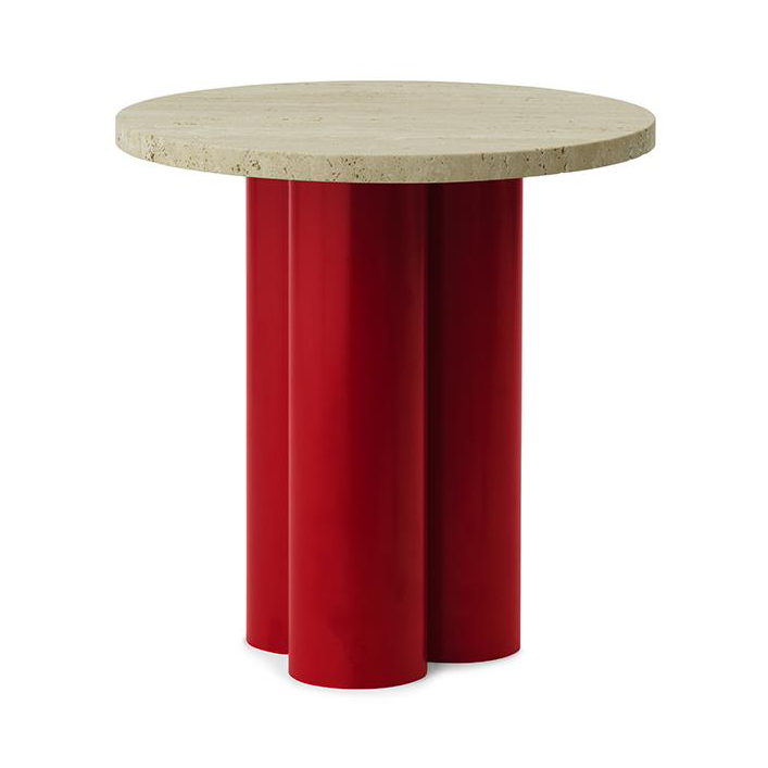 Normann Copenhagen Dit sidebord Ø40 cm Travertine Light-bright red