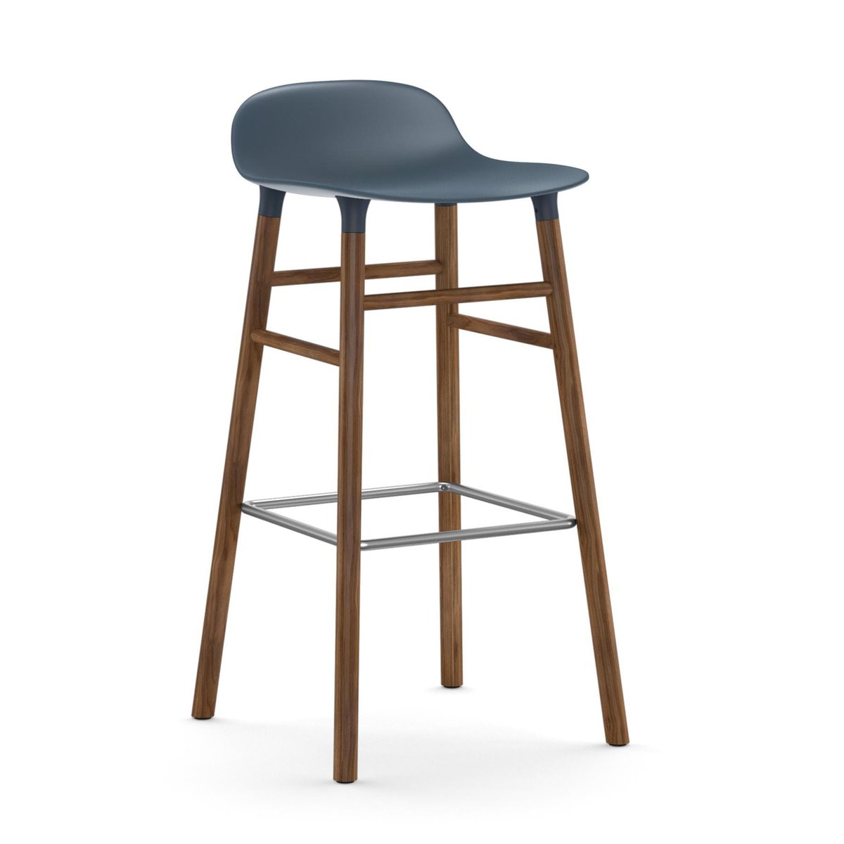 Normann Copenhagen - Form Barstool 65 cm Walnut Blue - Barstoler & barkrakker - Simon Legald - Blå - Tre/Plast