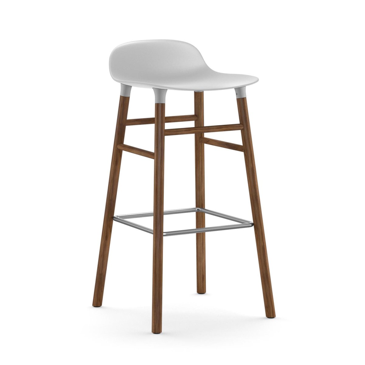 Normann Copenhagen - Form Barstool 65 cm Walnut White - Barstoler & barkrakker - Simon Legald - Hvit - Tre/Plast