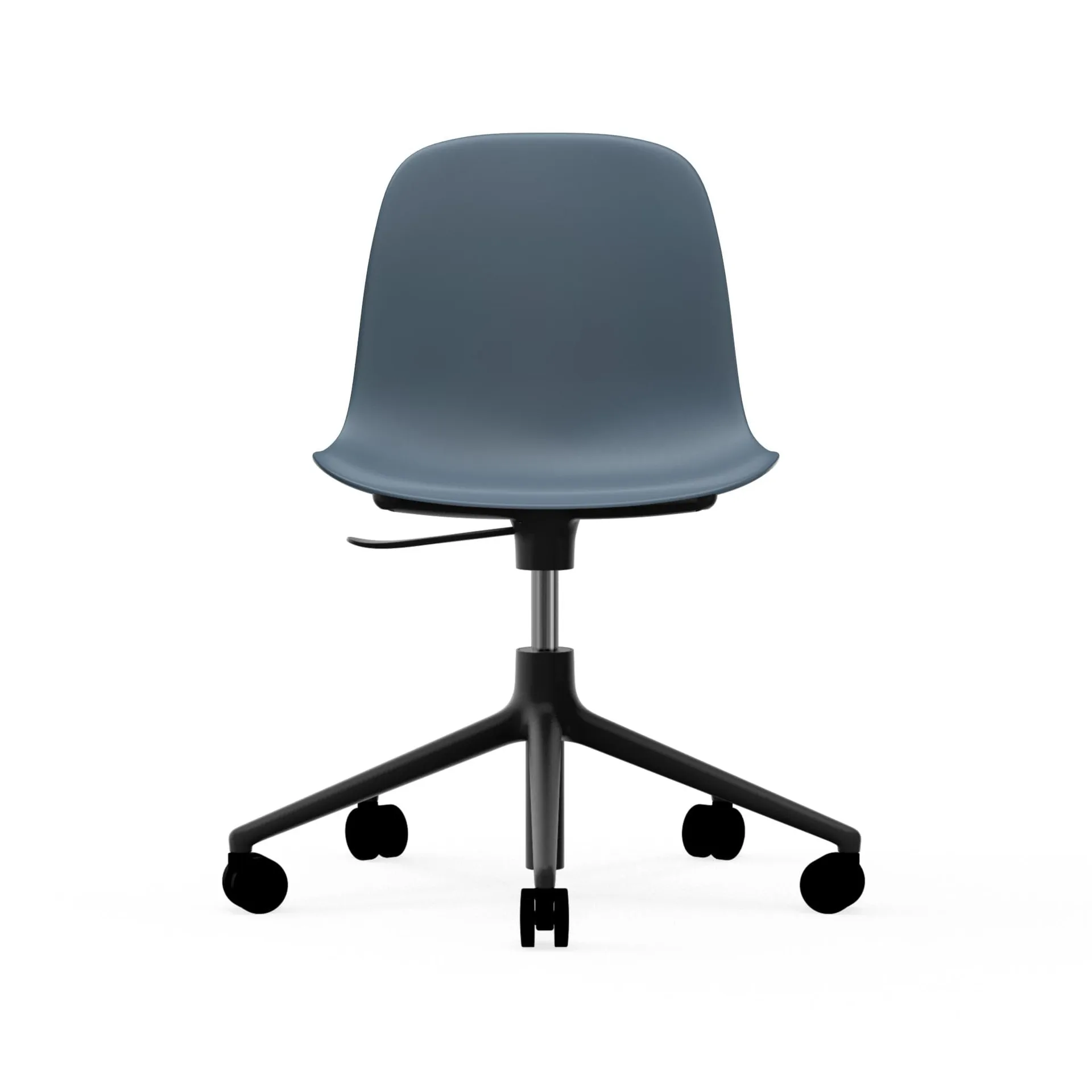 Form chair, dreibar stol, 5W kontorstol, blå, sort aluminium, hjul Normann Copenhagen