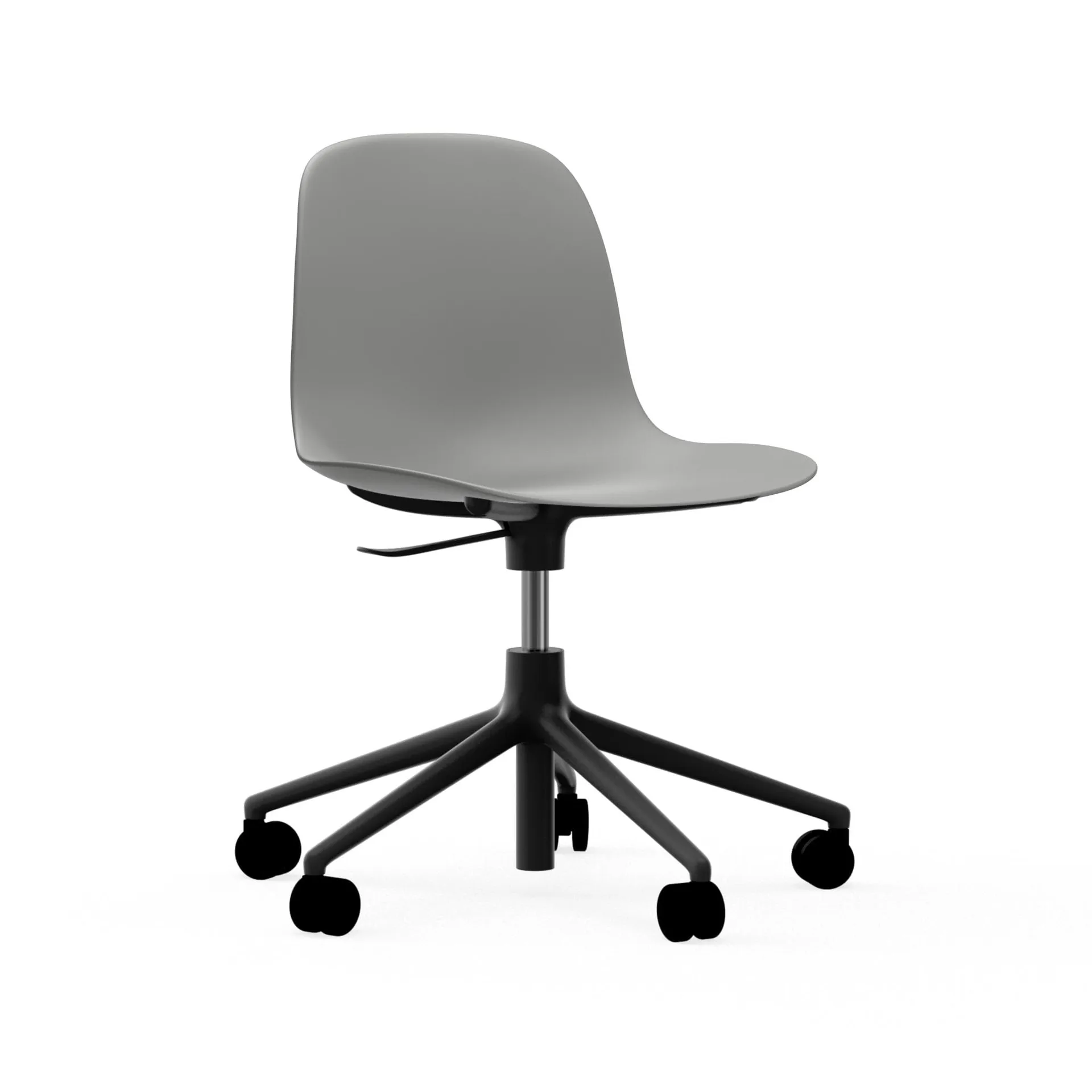 Form chair, dreibar stol, 5W kontorstol, Grå, sort aluminium, hjul Normann Copenhagen