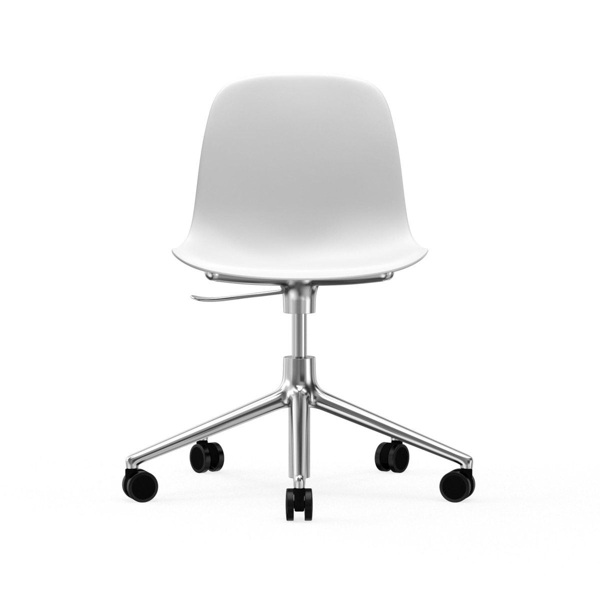 Normann Copenhagen Form chair dreibar stol 5W kontorstol hvit aluminium hjul