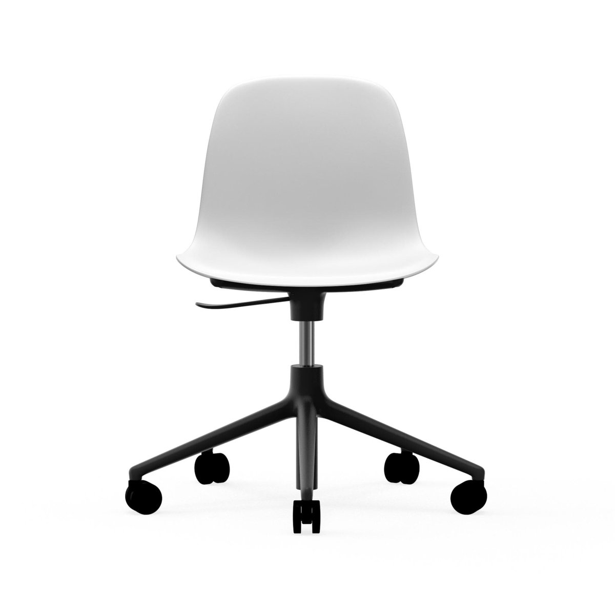 Form chair, dreibar stol, 5W kontorstol hvit, sort aluminium, hjul