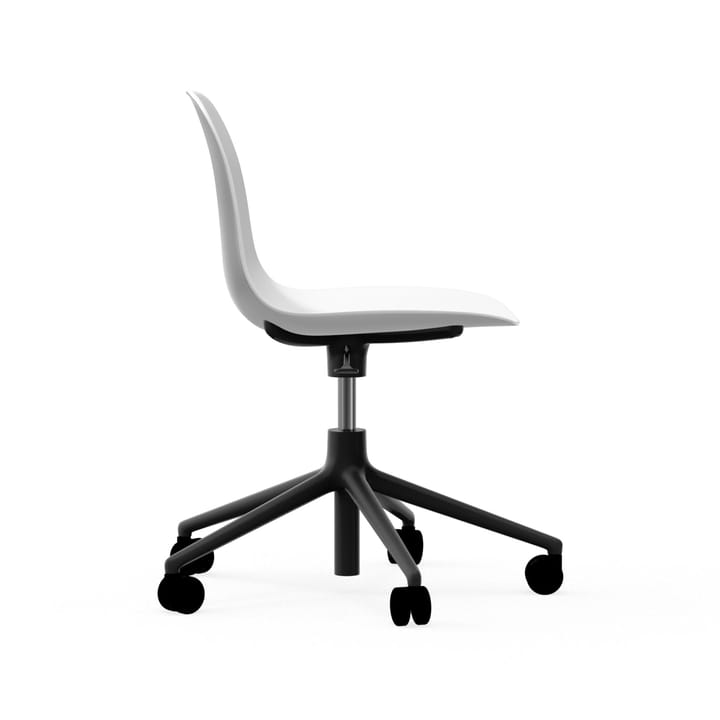 Form chair, dreibar stol, 5W kontorstol, hvit, sort aluminium, hjul Normann Copenhagen