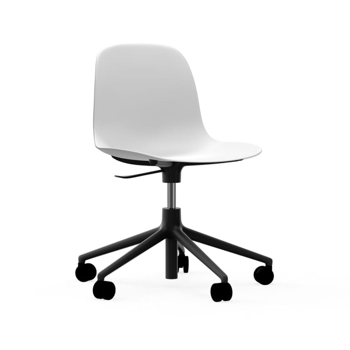 Form chair, dreibar stol, 5W kontorstol, hvit, sort aluminium, hjul Normann Copenhagen