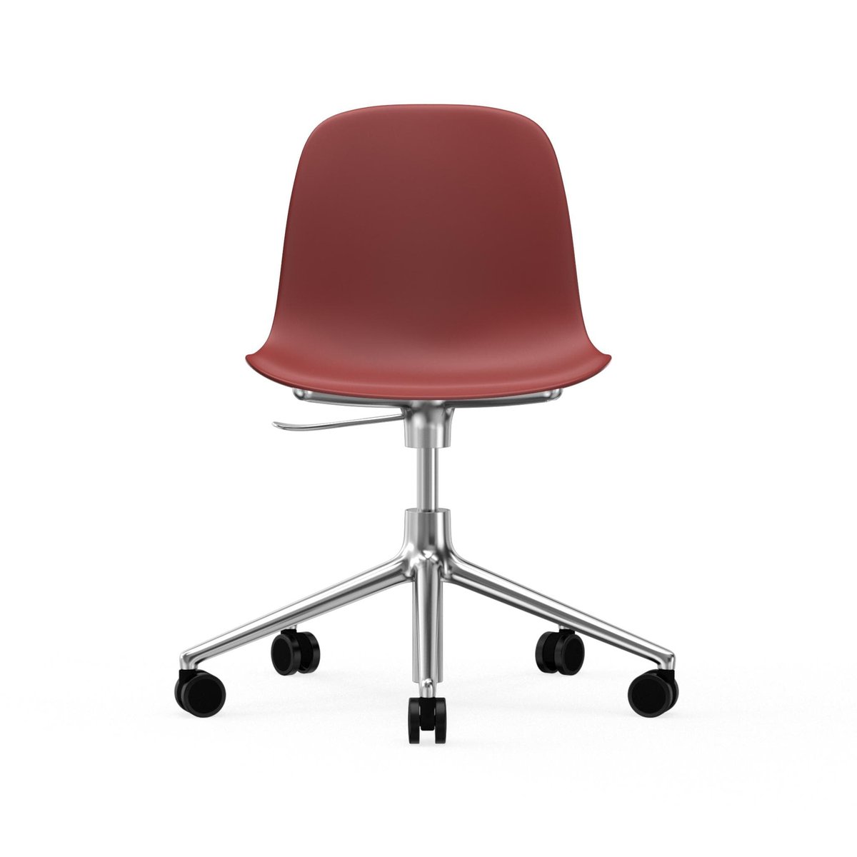 Normann Copenhagen Form chair dreibar stol 5W kontorstol rød aluminium hjul