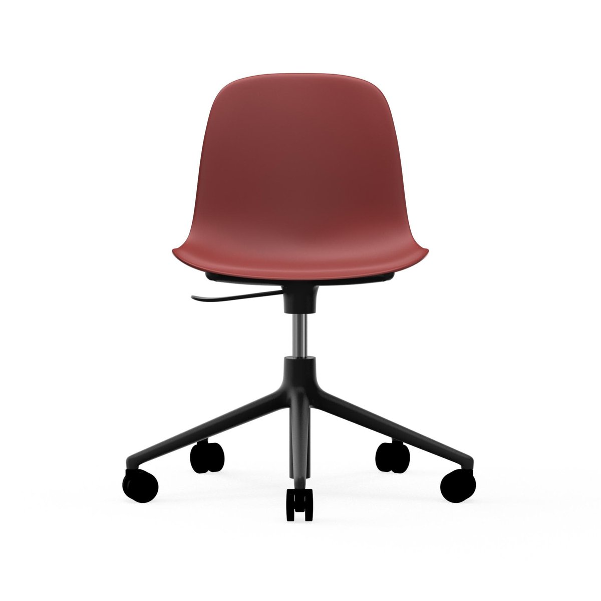 Normann Copenhagen Form chair dreibar stol 5W kontorstol rød sort aluminium hjul
