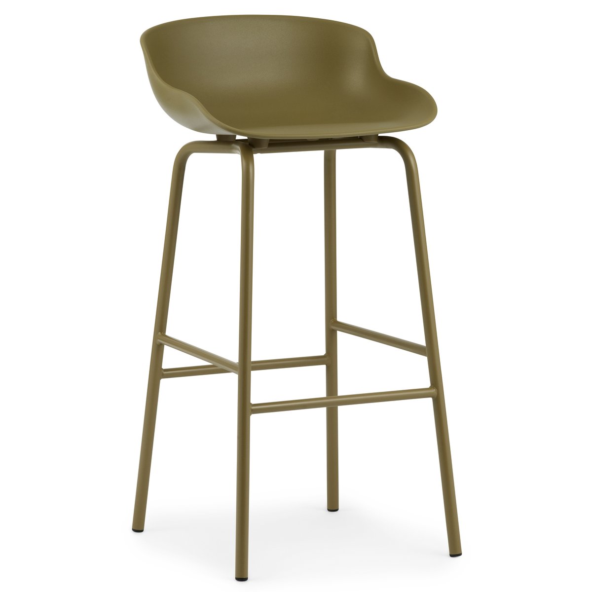 Normann Copenhagen Hyg barstol metallben 75 cm Olivengrønn