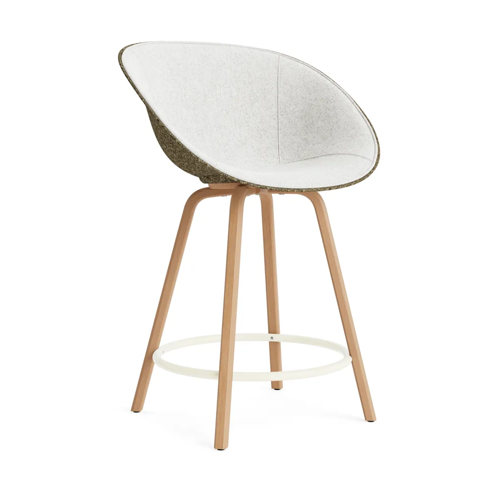 Mat Bar Armchair karmstol  fremsidepolstring 65 cm, Hallingdal 110-seaweed-beech-cream steel Normann Copenhagen